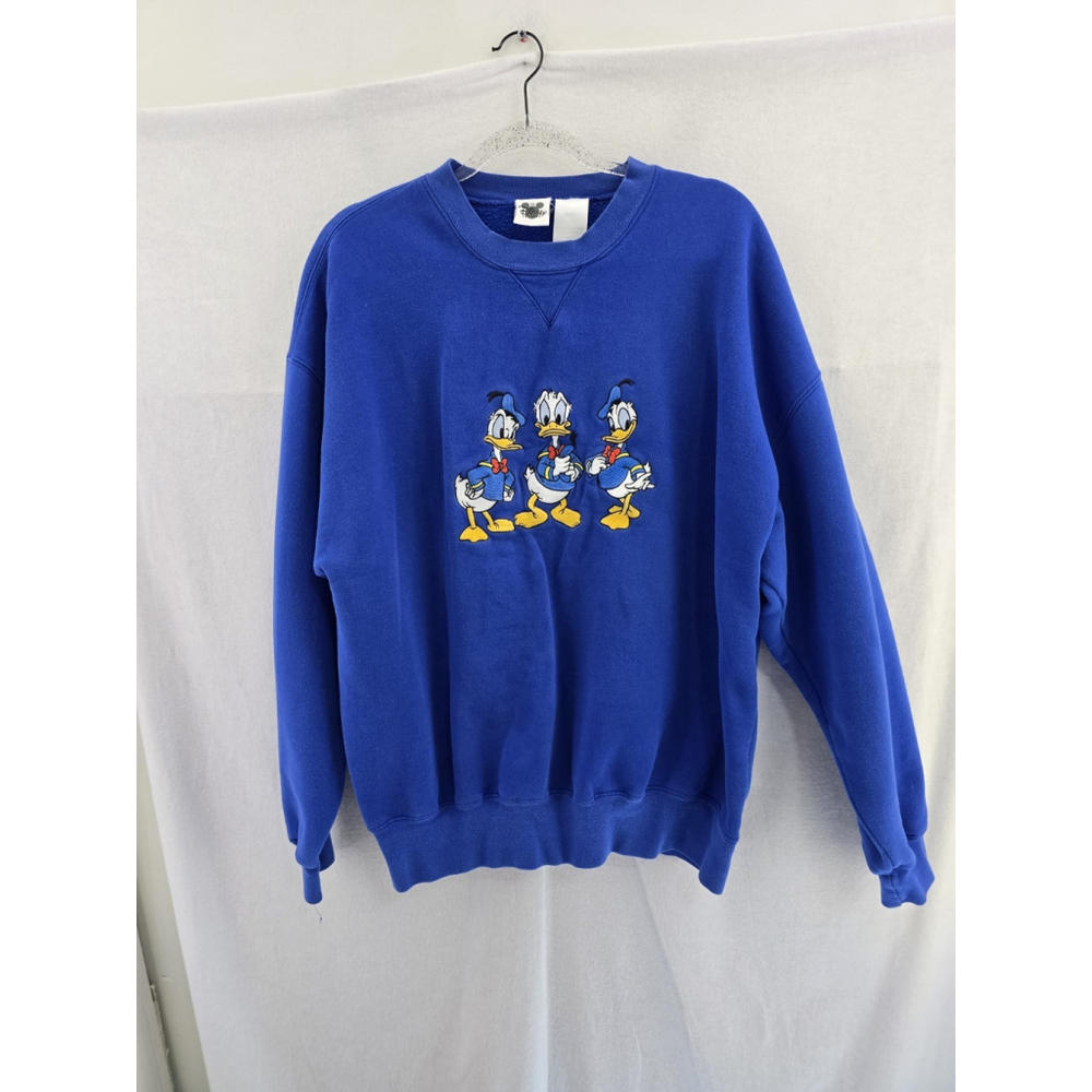 Disney Donald DUCK Blue Long Sleeve Sweatshirt. Embroiderd. Ladies Size XXLARGE
